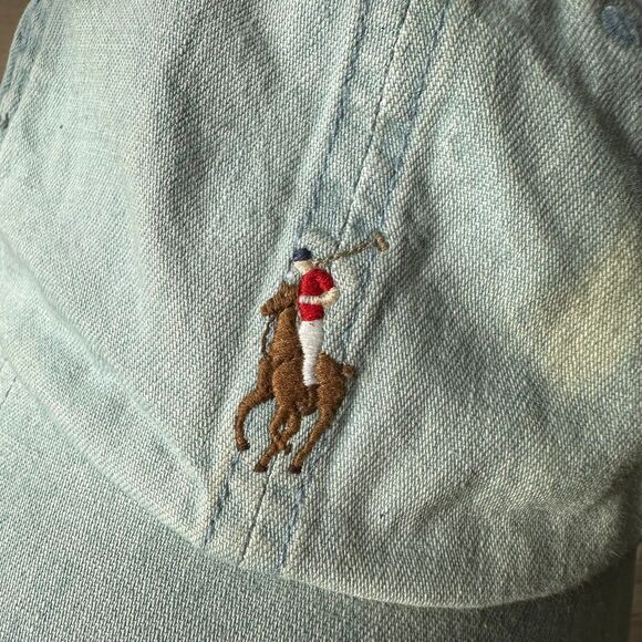 Polo Ralph Lauren Cotton Chino Very Light Denim Ball Cap Hat OSFM - Authentic - Picture 2 of 11